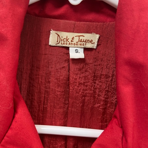 Dick and Jayne Los Angeles button up vintage red trenchcoat women’s size small - Picture 3 of 7